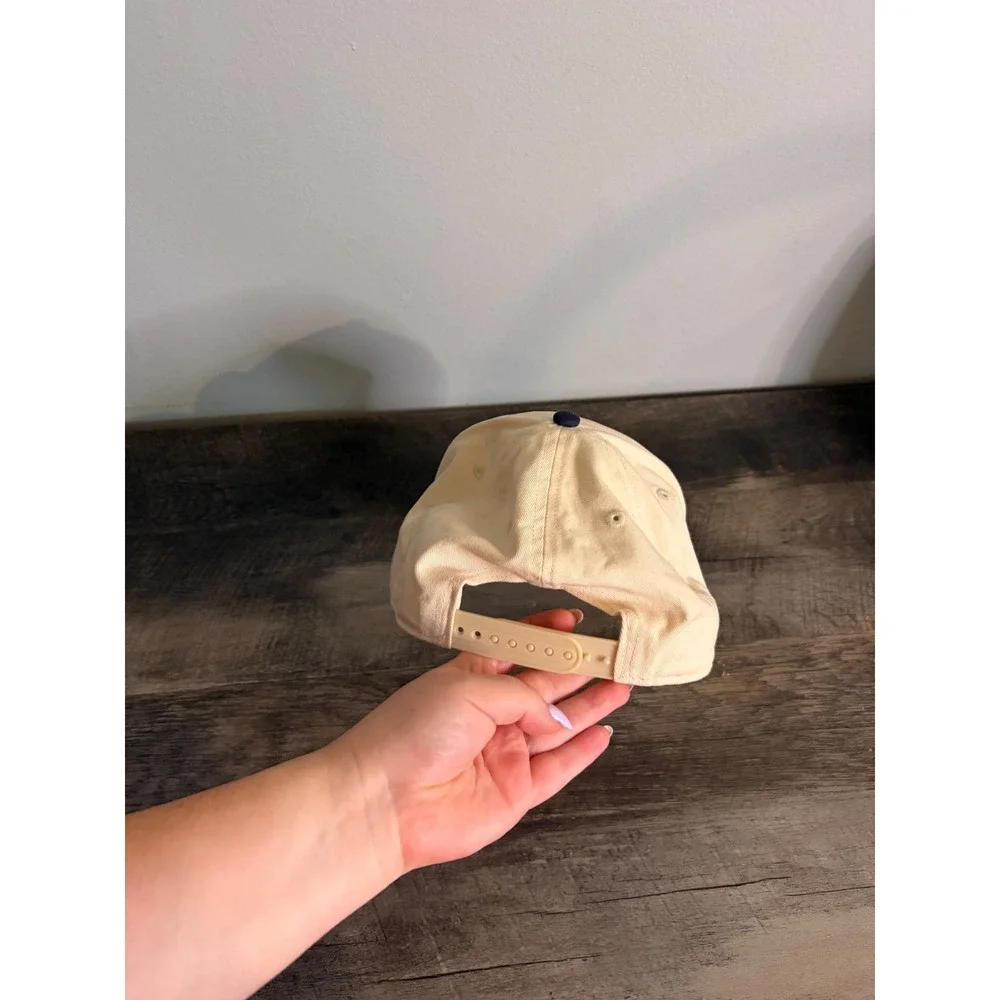 Urban Outfitters Dump Him Baseball Cap Cream Navy Blue Orange Embroidered Hat